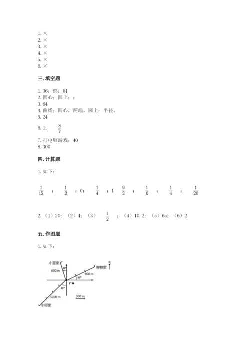 人教版小学六年级上册数学期末测试卷带答案（巩固）.docx