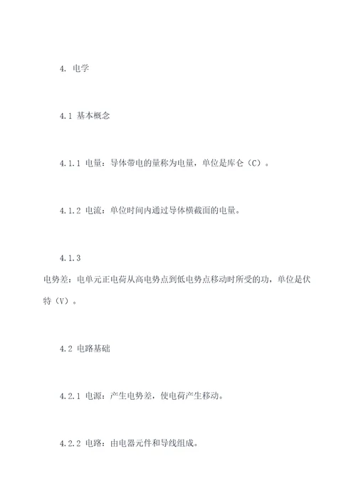 中考必考理综知识点总结