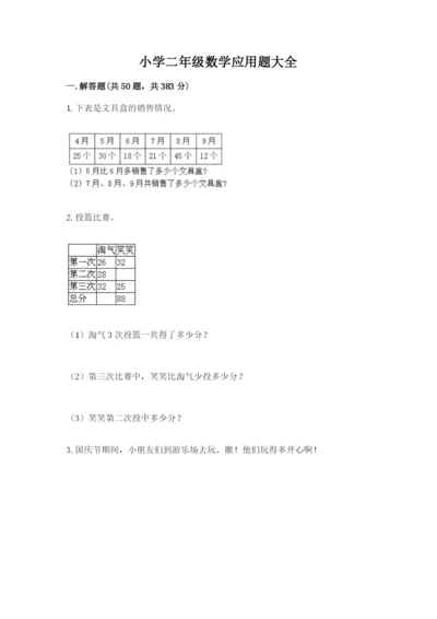 小学二年级数学应用题大全及答案（全国通用）.docx