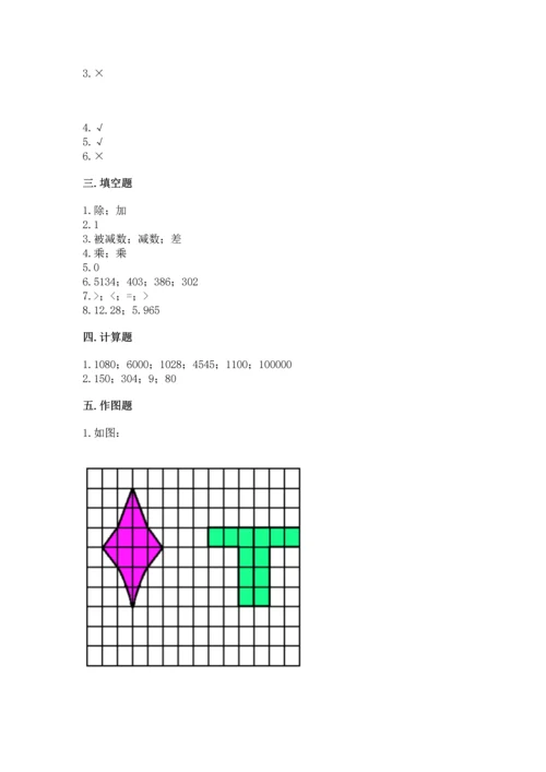 人教版四年级下册数学期末测试卷及参考答案【最新】.docx