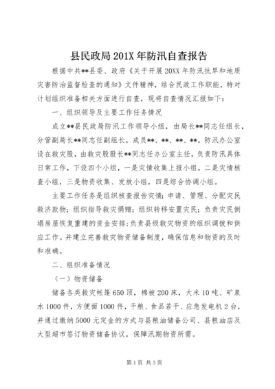 县民政局201X年防汛自查报告.docx