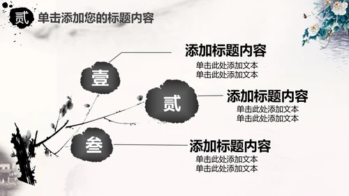 中国风水墨牡丹花动态PPT模板