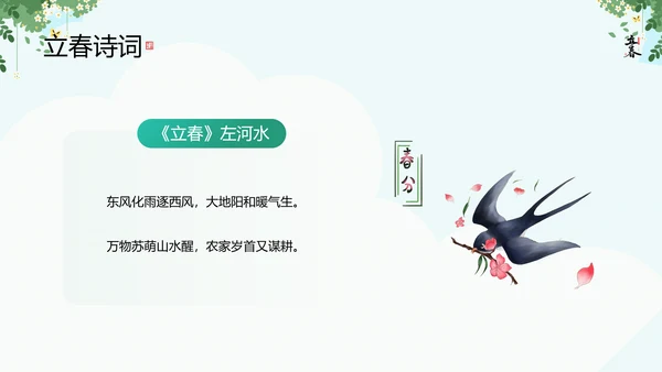 清新风二十四节气之立春知识宣讲PPT课件模板