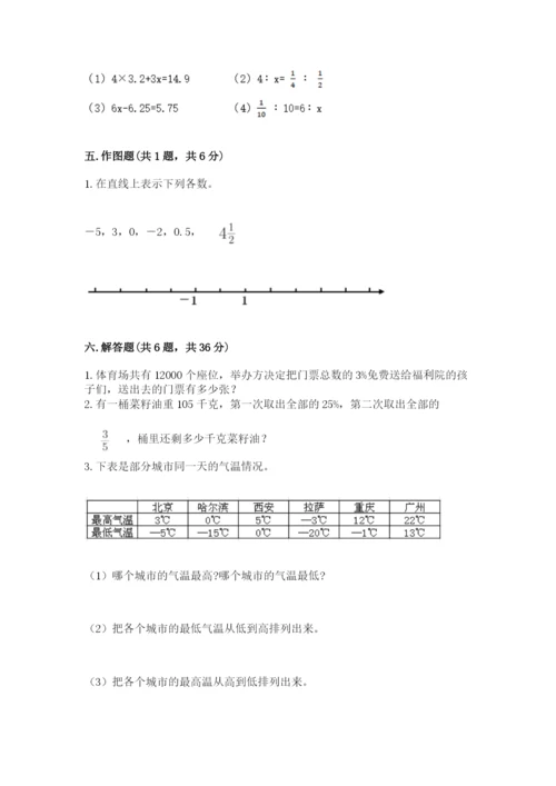 平塘县六年级下册数学期末测试卷（考点梳理）.docx