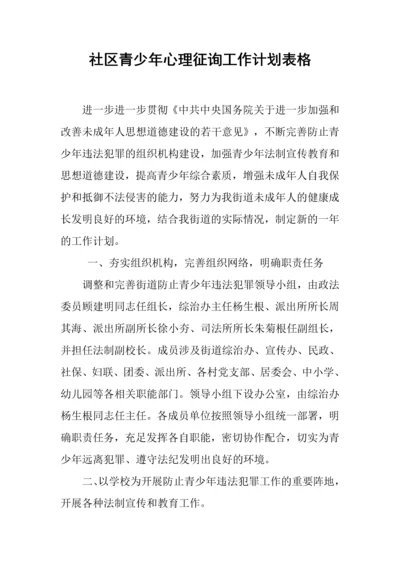 社区青少年心理咨询工作计划表格.docx