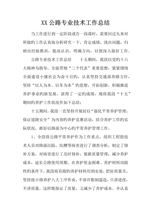 公路专业技术工作总结.docx