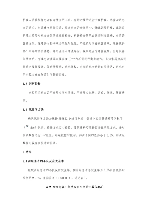 对使用鼻饲管进行肠内营养支持的老年脑卒中患者实施整体护理的临床疗效研究