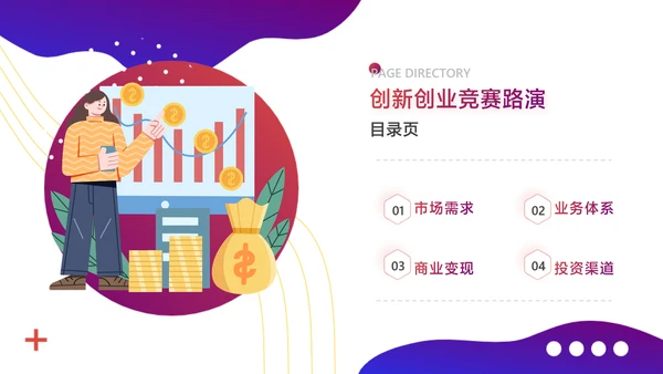 紫色渐变风大学生创新创业竞赛路演汇报