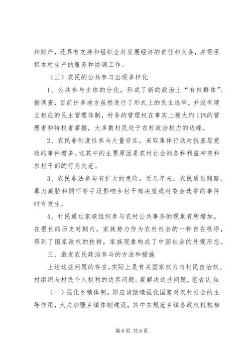 关于农民政治参与问题的几点思考.docx