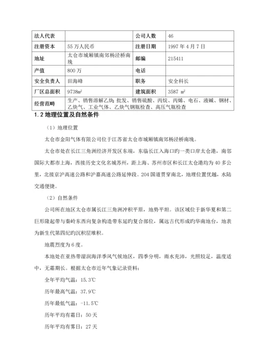 太仓市金阳气体有限公司乙炔站安全评价综合报告.docx