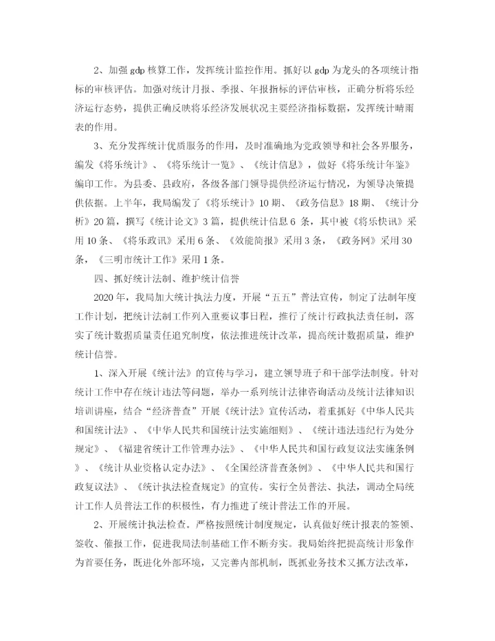 精编之年度统计局工作总结范文.docx