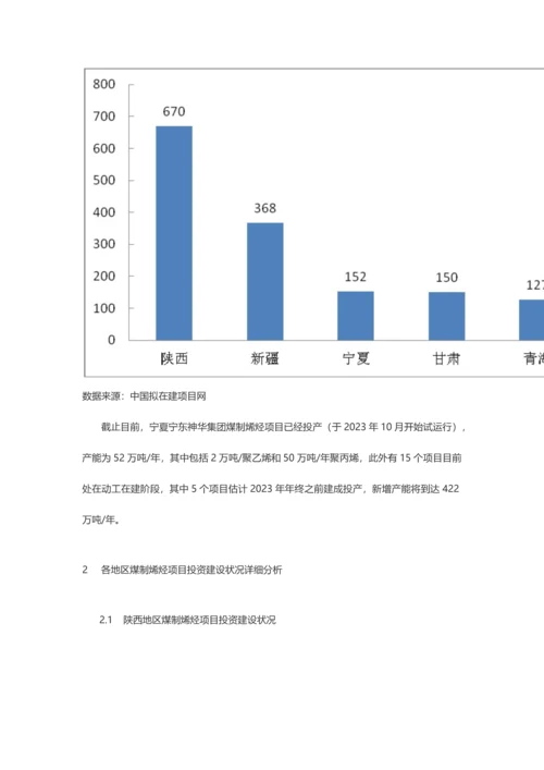 西北地区煤制烯烃项目投资建设情况.docx