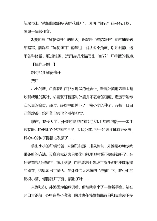 中考优秀作文范文：路的尽头鲜花盛开