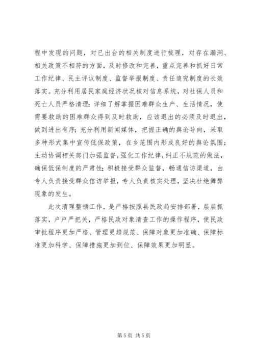 乡镇年度民政对象清理检查工作总结.docx