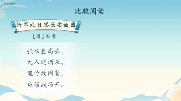 七年级上册第三单元课外古诗词诵读《行军九日思长安故园》《夜上受降城闻笛》第2课时课件（35张PPT）