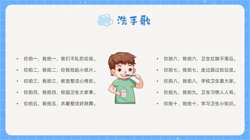 蓝色简约养成良好卫生习惯PPT课件爱国卫生月