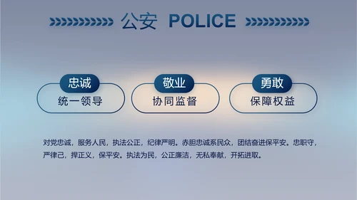 蓝色公安年终工作总结新年计划PPT