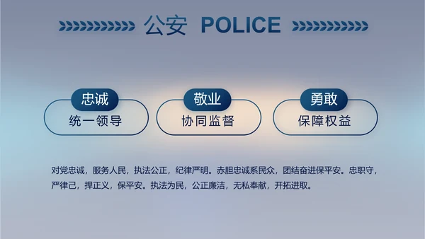 蓝色公安年终工作总结新年计划PPT