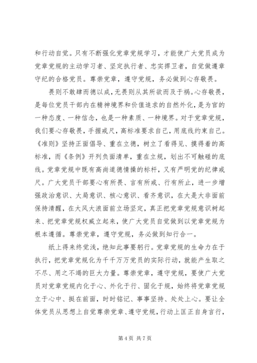 学习党章党规遵守纪律规矩发言稿.docx