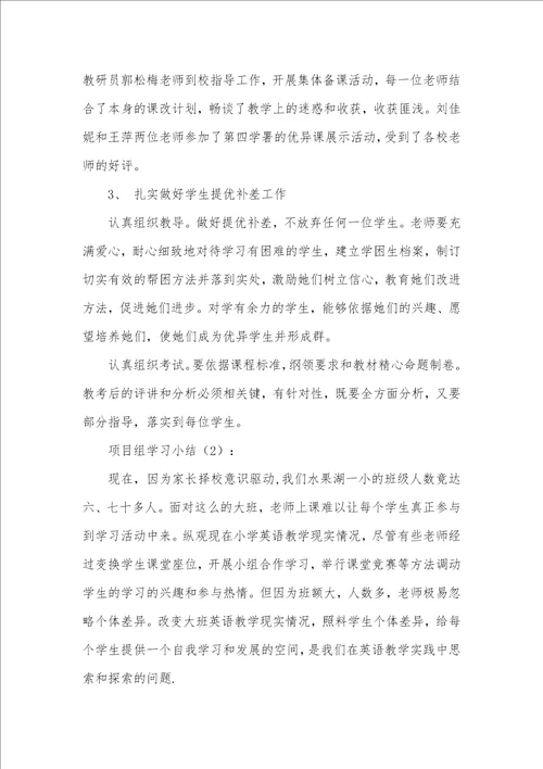 2021年项目组学习小结两篇