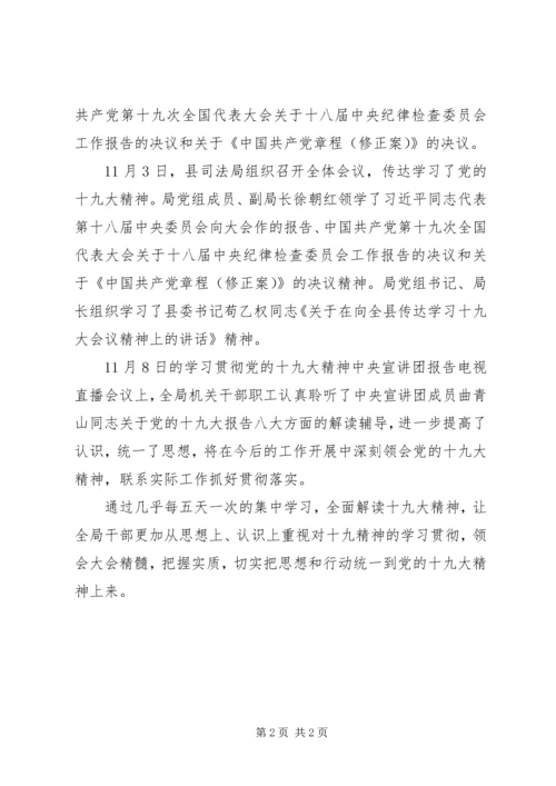 司法局学习宣传十九大精神报告.docx