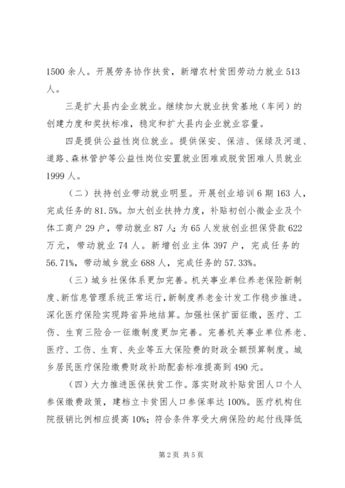 人力资源和社会保障工作某年工作总结.docx