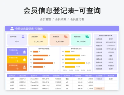会员信息登记表-可查询
