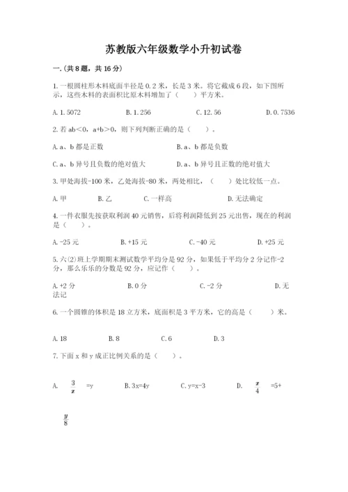 苏教版六年级数学小升初试卷及参考答案（突破训练）.docx