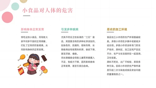 粉色绿色清新简约网格圆点小学生食品安全主题班会动态PPT食品安全宣传周