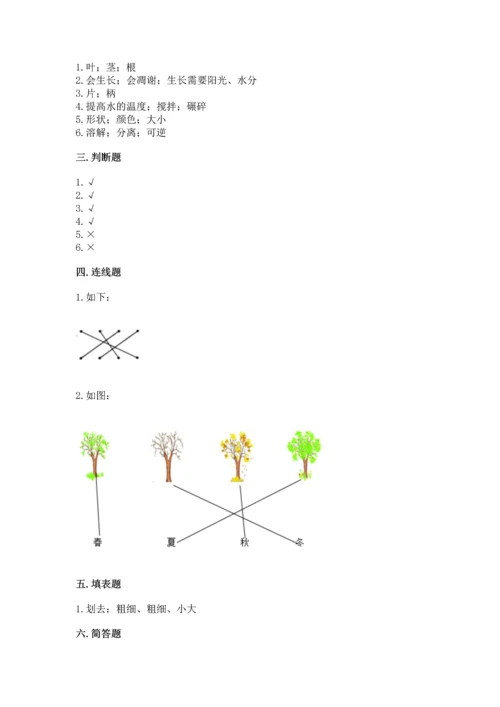 教科版科学一年级上册第一单元《植物》测试卷及一套参考答案.docx