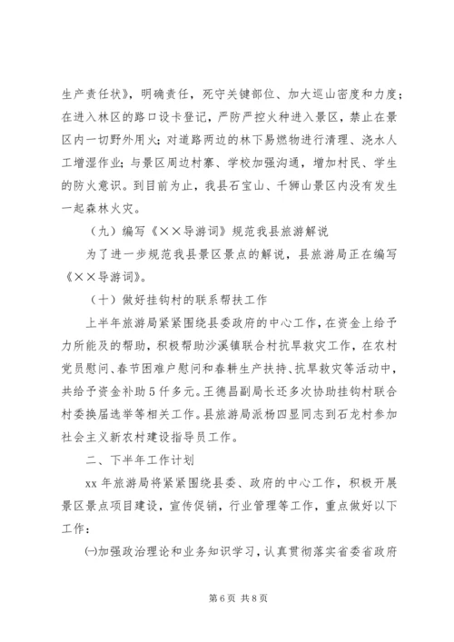 旅游事业局上半年工作总结及下半年工作计划计划.docx