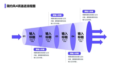 紫色简约风互联网4项递进流程图关系页PPT模板