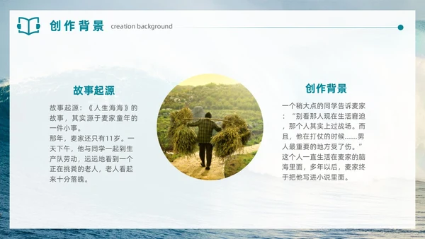 实拍风格蓝色大海人生海海读书分享笔记通用PPT