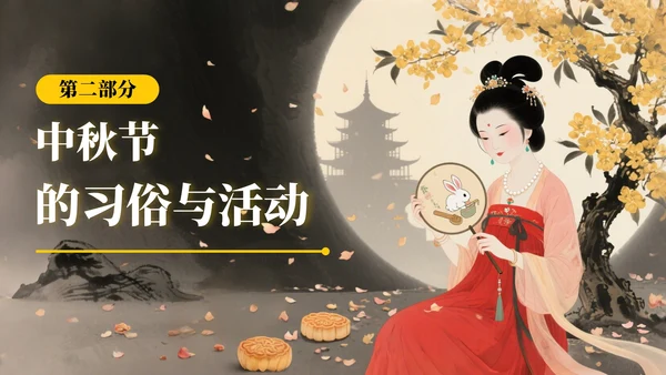 黄色中国风中秋节的起源与发展PPT模板