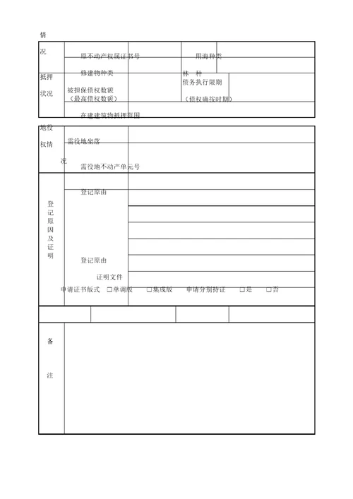 不动产登记申请标准表格填写样本