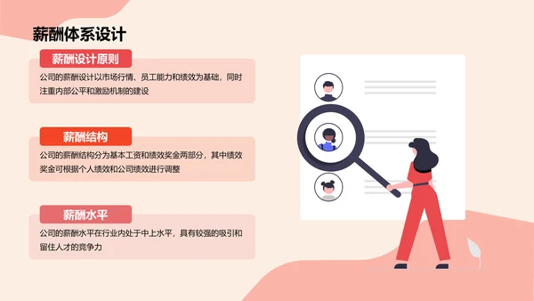 红色卡通插画人力资源竞聘述职PPT模板