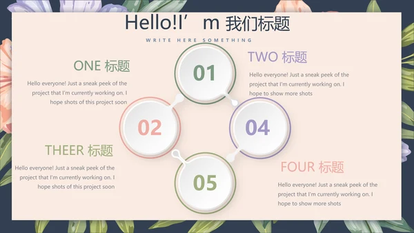 文艺小清新微立体述职报告通用PPT动态模板封面含PS