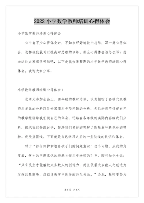 2022小学数学教师培训心得体会.docx