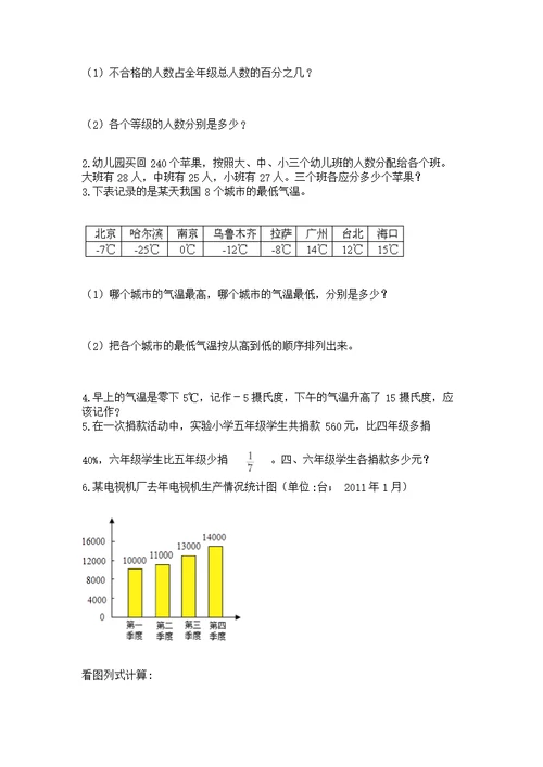 六年级下册数学小升初期末测及参考答案【培优b卷】