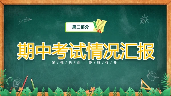 卡通黑板风儿童期中考试成绩分析家长会PPT
