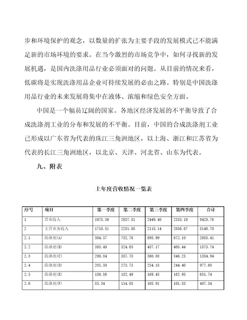 福建洗涤剂生产线项目财务分析报告