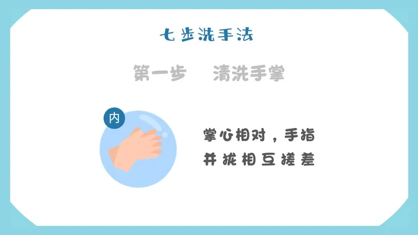 蓝色形状简约七步洗手法步骤卫生健康清洗预防app