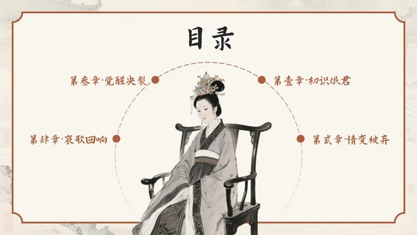 棕色中国风《诗经·氓》高中下册第一单元PPT模板