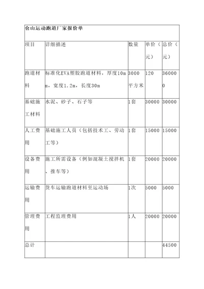 仓山运动跑道厂家报价单