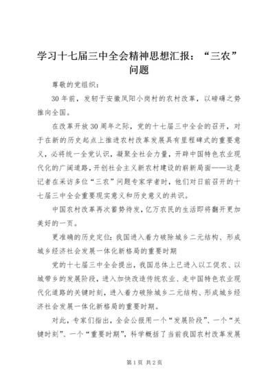 学习十七届三中全会精神思想汇报：“三农”问题 (2).docx