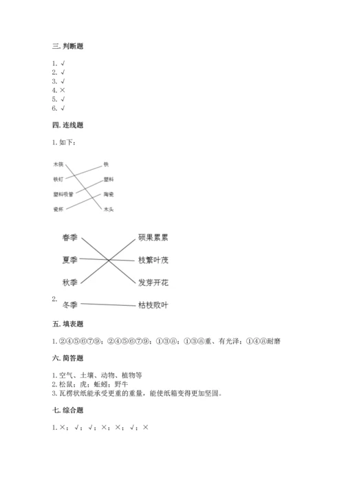 教科版二年级上册科学期末测试卷【精华版】.docx