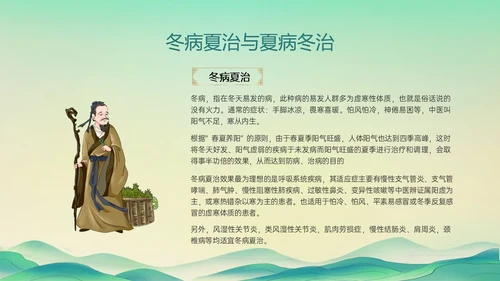 绿色国潮古风人物中医四级养生ppt