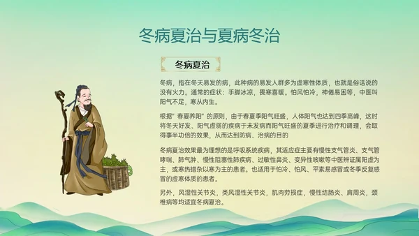 绿色国潮古风人物中医四级养生ppt
