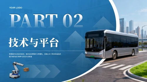 蓝色商务风智慧城市发展PPT模板