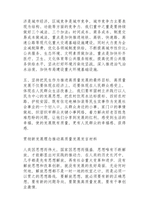 贯彻新发展理念推动高质量发展发言材料.docx